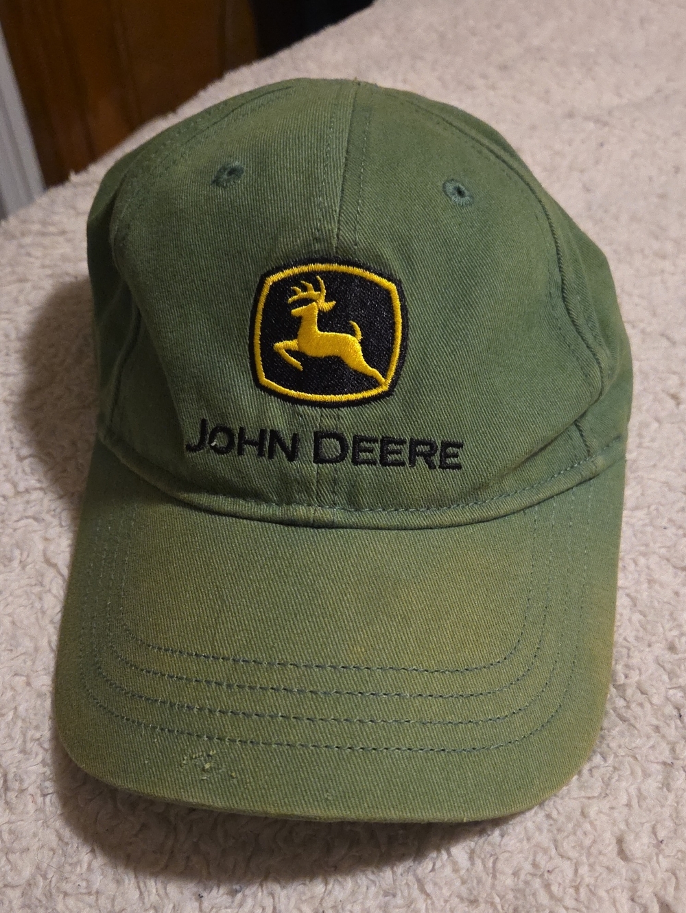 John Deere Olive Green Cap with Yellow Logo - Youth Size Embroidered Hat